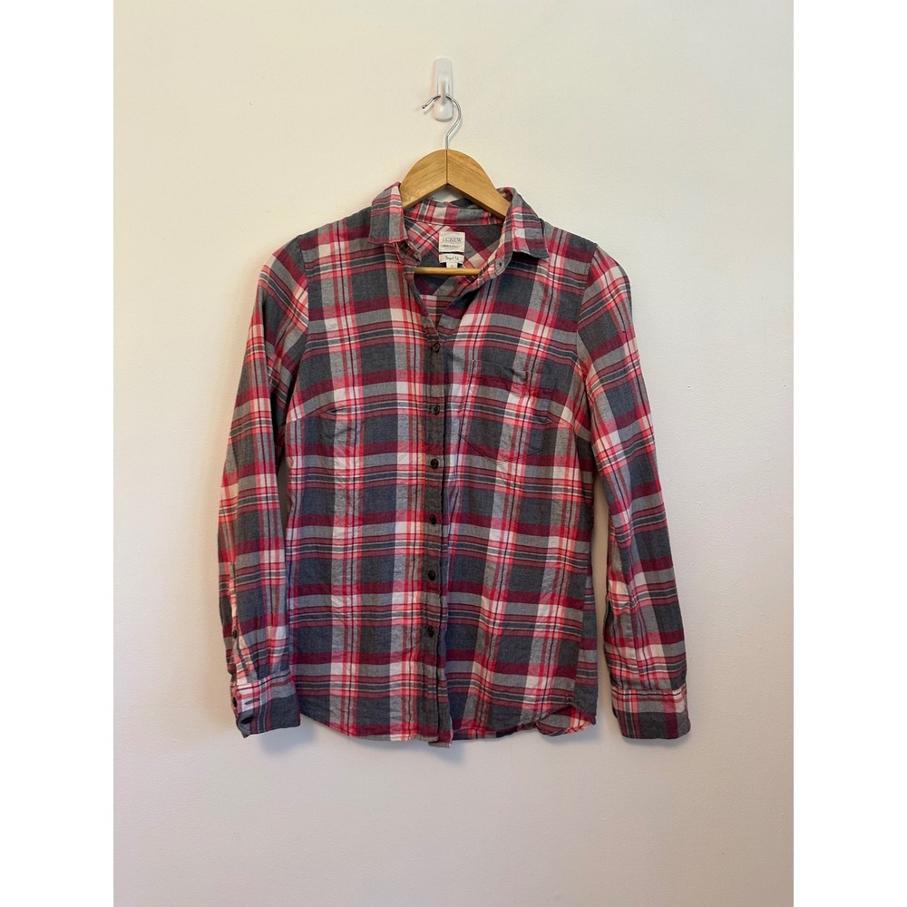 J. Crew Perfect Fit Cotton Flannel Plaid Button Down Shirt | Size XS